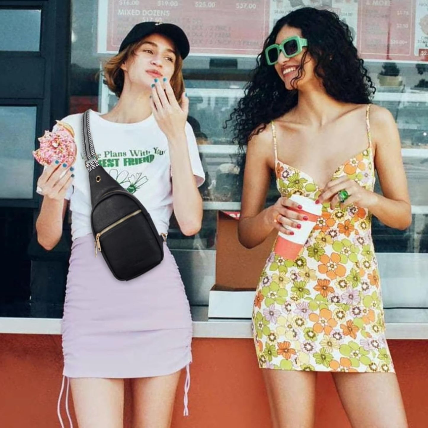 Telena Small Sling Bag for Women Leather Crossbody Fanny Packs Chest Bag for Women