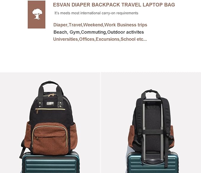 Diaper Bag Backpack, Large Capacity Multifunction Baby Essentials Fashion Travel Pack Linen Canvas office Laptop Bag (Linen Brown)