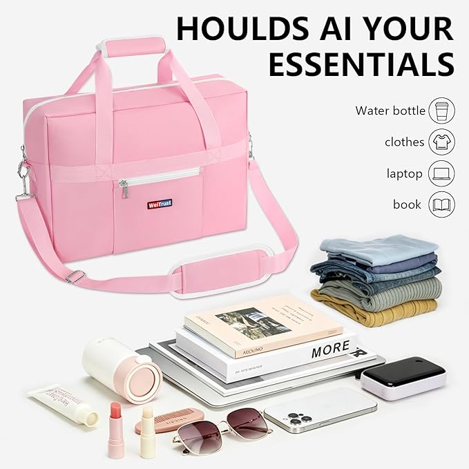 Gym Bag for Women Men, Water-Resistant Duffle Bag for Travel Sports, Lightweight Carry On Bag with Handles and Detachable Shoulder Strap