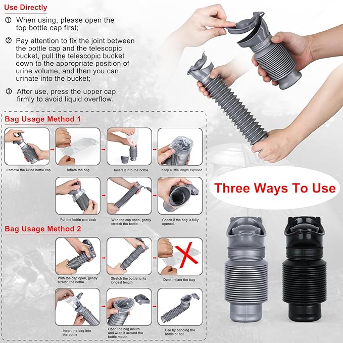 Pee Bottles for Men,Collapsible Urine Bottle with Disposable Replacement Bags,Car Pee Bottle for Men and Women,750ml,Leakproof, Emergency Urinal for Road Trips,Traffic Jams and Camping