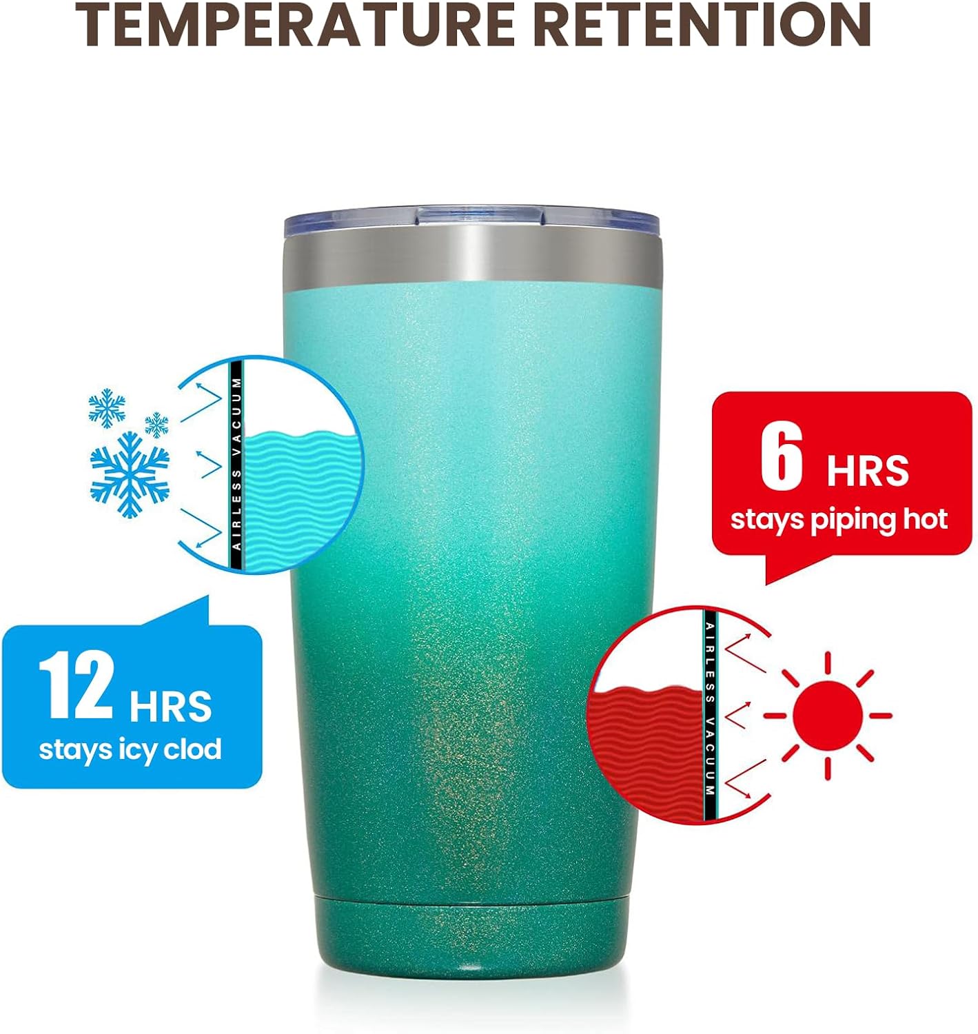 MEWAY 20oz Tumbler 8 Pack Double Wall Vacuum Insulated Travel Glitter Mug Bulk, Stainless Steel Tumblers with Lid and Straw, Powder Coated Coffee Cups for Woman(Gradient Green,Set of 8)