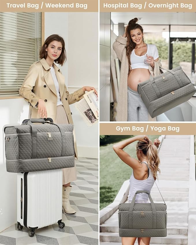 LOVEVOOK Large Travel Duffle Bag, Weekender Bags for Women With Shoe Compartment, Overnight Hospital Bag For Women Labor Delivery, Carry on Bag Personal Item Travel Bag, Yoga Gym Duffel Bag