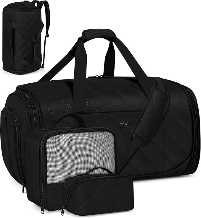 Convertible Garment Bags for Travel - Carry on Garment Duffle Bag with Backpack Straps for Men Women, 4 in 1 Large Travel Duffel Bags with Shoes Compartment Hanging Suit Dress Weekender Bag 3pcs Set