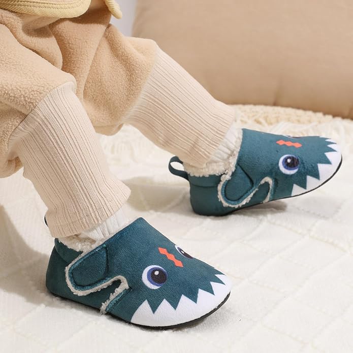 JOINFREE Toddler Slippers Boys Girls Adjustable House Shoes Barefoot Sock Shoes with Rubber Sole Baby Comfort Warm Indoor Outdoor Walking Shoe