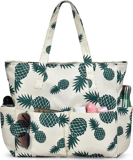 oscaurt Beach Bags for Women Large Waterproof Sandproof Beach Tote Swim Pool Bag with Zipper for Travel Vacation Essentials