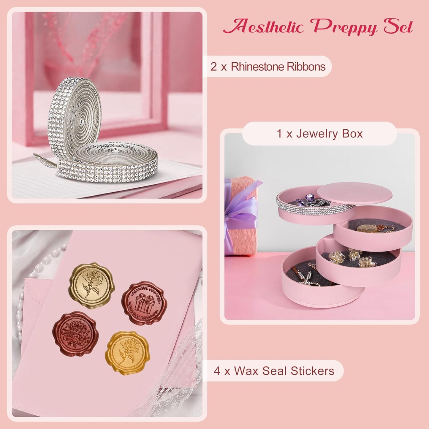 CONBOLA Jewelry Holder Organizer, Christmas Gifts Ideas for Women, Small Jewelry Storage Box Earring Holder, 5-Layer Rotating Jewelry Storage Tray with Lid for Bracelets Rings Bracelets