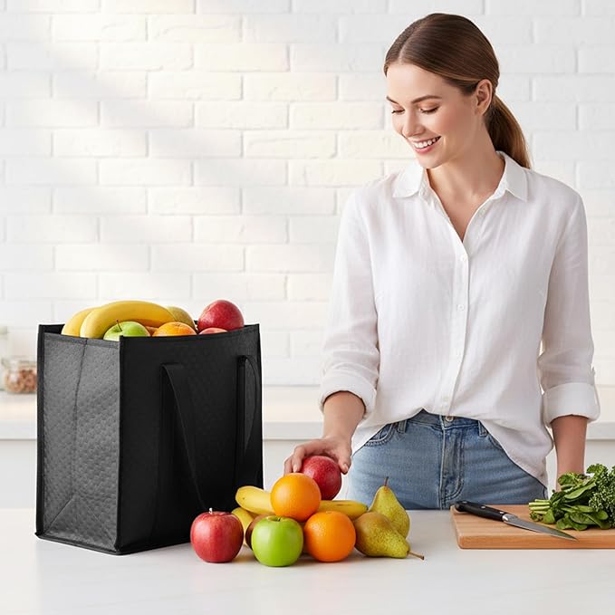 6 Pcs Insulated Grocery Bags Large Reusable Insulated Cooler Bags with Zipper Top Shopping Totes for Hot or Cold Food
