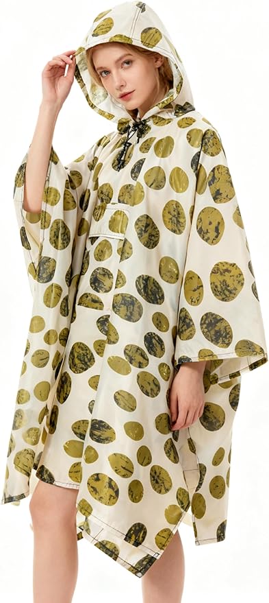 Hooded Rain Poncho for Adults - Waterproof Rain Coat and Lightweight Jacket 3-in-1 Multi-Function with Pockets