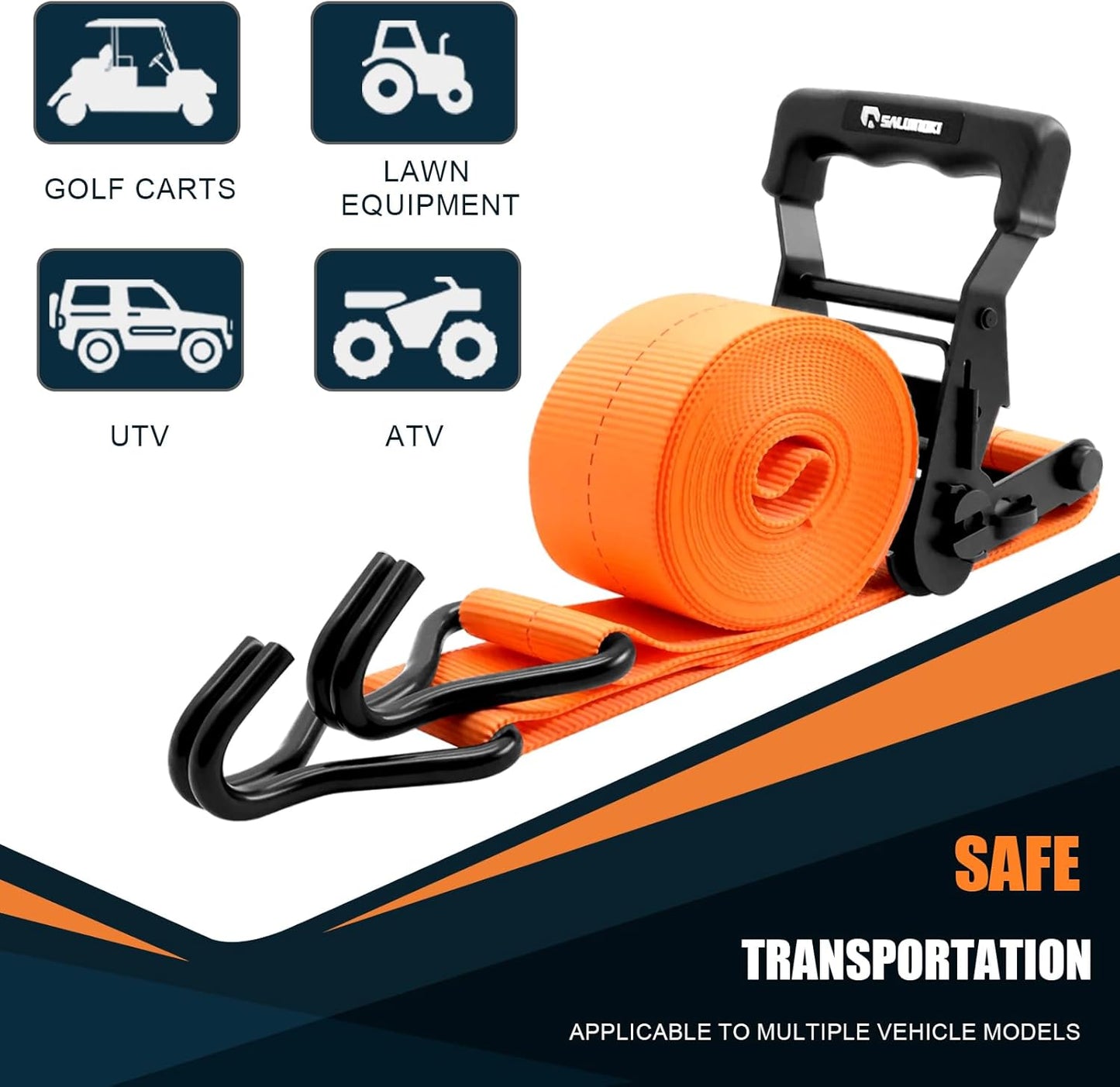 6 Pack 2 inch Ratchet Straps Heavy Duty J Hook 2 in x 15ft with Strong Ratcheting, Cargo Load Tie Down Strap 2200lbs Working Load for Trucks Orange