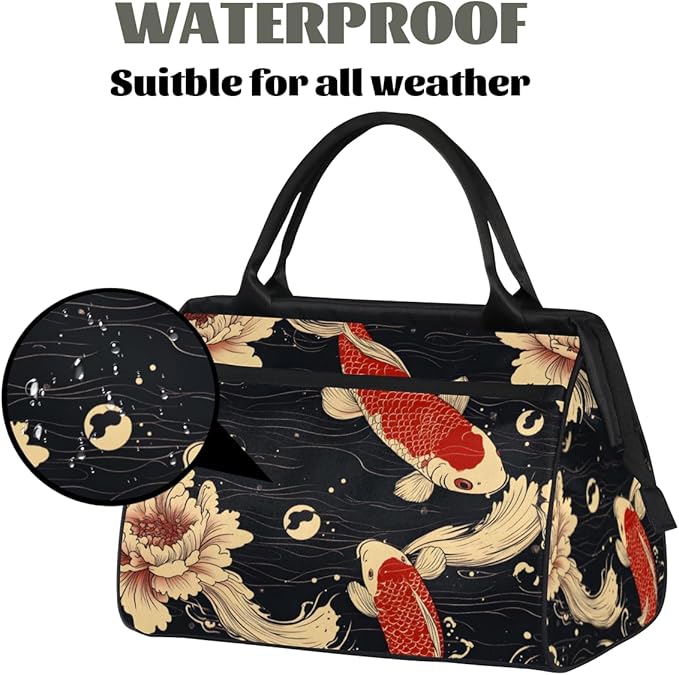 Kois Pattern Overnight Weekender Bag for Women Men Travel Duffel Bags Waterproof Luggage Carry on Sports Yoga Gym Bag