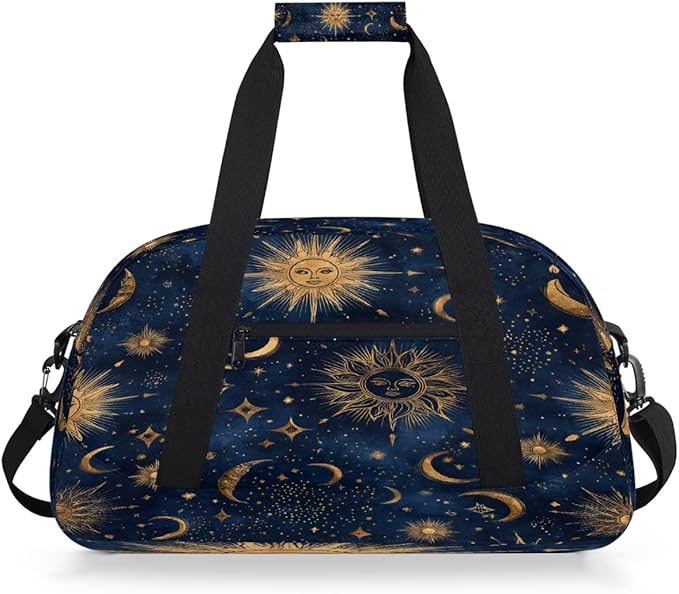 Kids Duffle Bag Girls Boys Bohemian Starry Sky Suns Moon Stars Weekender Overnight Bag,Lightweight Duffel Bags for Traveling Gym Sport Dance