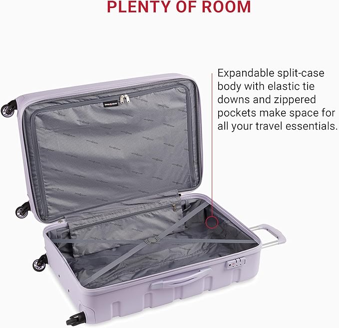 SwissGear 7366 Signature Hardside Expandable Luggage with Spinner Wheels, TSA Lock, Evening Haze, Checked-Large 27-Inch