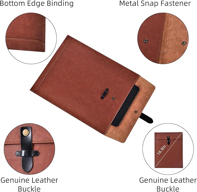Green PU Leather File Folder, Snap Closure File Organizer, Important Document Folder, Document Organizer, Laptop Sleeve Notebook Case, Leather Folder A4 Envelopes Filing Folder 3PCS