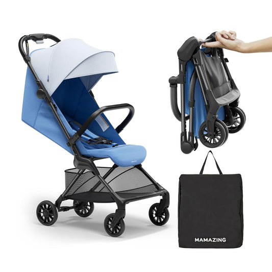 MAMAZING Ultra Air X Travel Stroller - Ultra-Lightweight Under 10 lbs, Carbon Fiber Frame & Airplane Friendly, Lightweight Stroller with Reclining Seat, UPF 50+ Canopy & Travel Bag