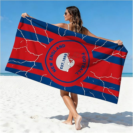 Football Fan Thin Lightweight Microfiber Beach Towel Themed Quick Dry Absorbent Oversized Towels Men Women Stuff Patriots Team Dad Him Birthday Valentines Anniversary Cool Useful Fun Gift
