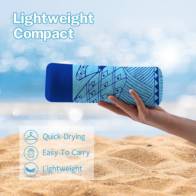 Shark Beach Towel - 35x70 Inch Fast Dry Microfiber Towel, Lightweight & Versatile for Beach, Pool, Yoga, Travel, Ideal as Beach Blanket & Vacation Essential
