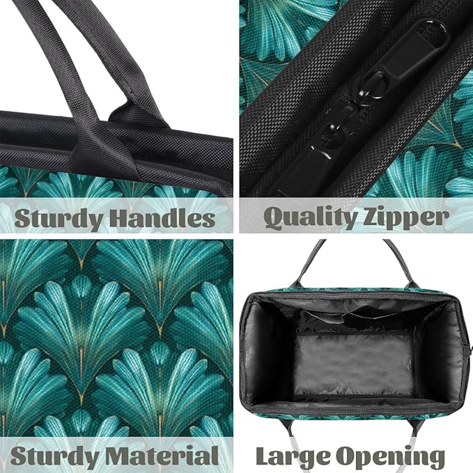 Travel Duffel Bag, Teal Blue Shells Pattern Waterproof Sports Gym Duffle Bag, Large Capacity Weekender Carry On Overnight Bags for Women Men