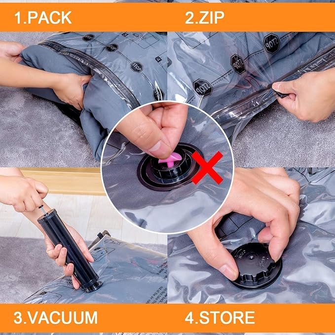 GONGSHI Vacuum Storage Bags, Space Saver Seal Bags For Clothing, Blankets, Comforters, Pillows, Clothes Storage,Travel Luggage.36 Combo
