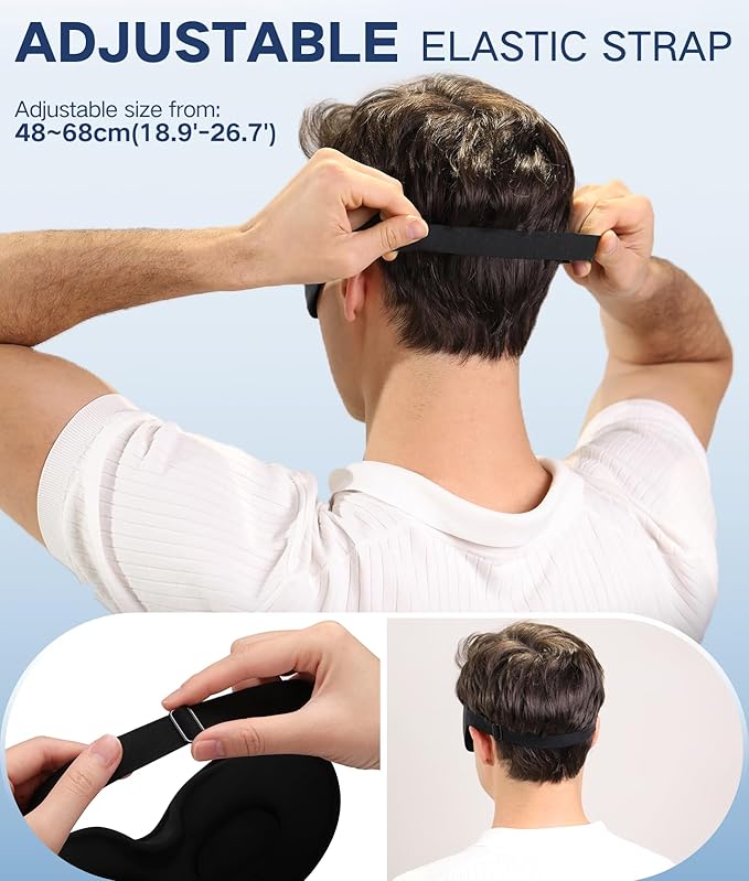 Sleep Mask for Men Women - Eye Masks for Side Sleepers, 3D Contoured Night Blindfold 100% Blockout Pressure-Free, Soft Lightweight Breathable Eye Cover Shade Sleeping for Airplane, Travel, Black