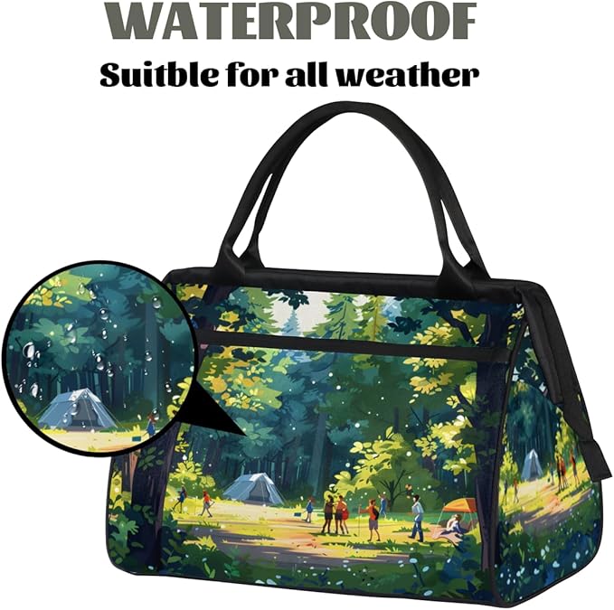 Camp Forest Overnight Weekender Bag for Women Men Travel Duffel Bags Waterproof Luggage Carry on Sports Yoga Gym Bag