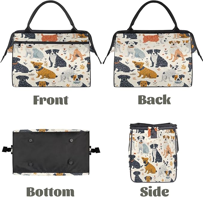 Multipurpose Duffle Bag, Waterproof Carry On Bag with Spacious Design, Cute Dogs Pattern Gym Bags, 15.2x8.3x11.6in