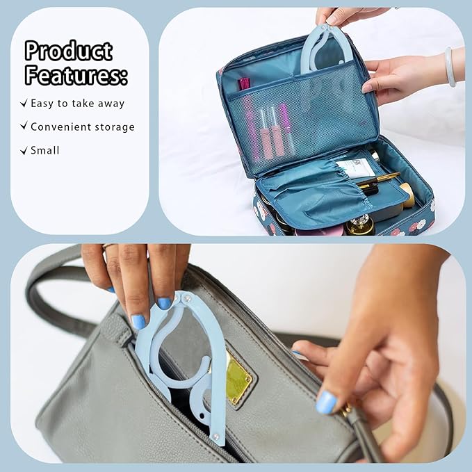 6PCS Portable Folding Clothes Hangers Clothes Drying Rack for Travel (Blue)