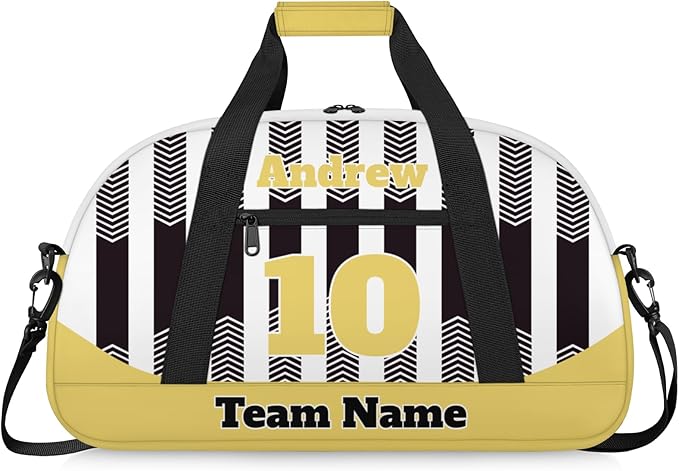Basketball Soccer Gifts for Boys Girls - Custom Sports Duffle Bag, Personalized Name & Team Bag, Water-Resistant Gym Bag for Basketball, Soccer, Volleyball | Y-Black Yellow