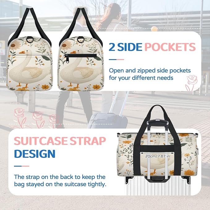 Funny Goose Travel Duffle Bag for Women Men, Overnight Weekender Bag, Carry on Tote for Sport Gym