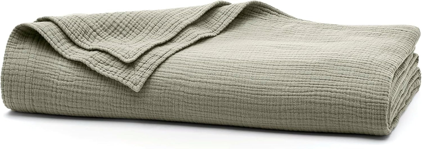 BOLL & BRANCH Dream Bed Blanket - Twin/Twin XL, Sageleaf - Luxury 100% Organic Cotton - Soft, Lightweight and Breathable - Cloud-Like Touch