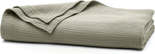 BOLL & BRANCH Dream Bed Blanket - Twin/Twin XL, Sageleaf - Luxury 100% Organic Cotton - Soft, Lightweight and Breathable - Cloud-Like Touch