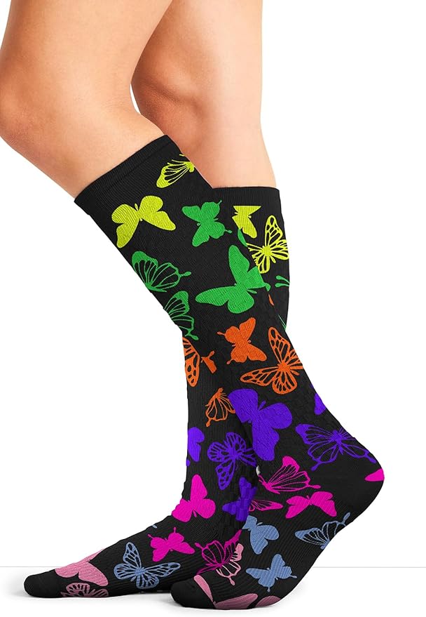 Cherokee Women's 10-15mmHg Compression Socks – Fun Print Knee Highs with Light Support, Soft Feel - PRINTSUPPORT