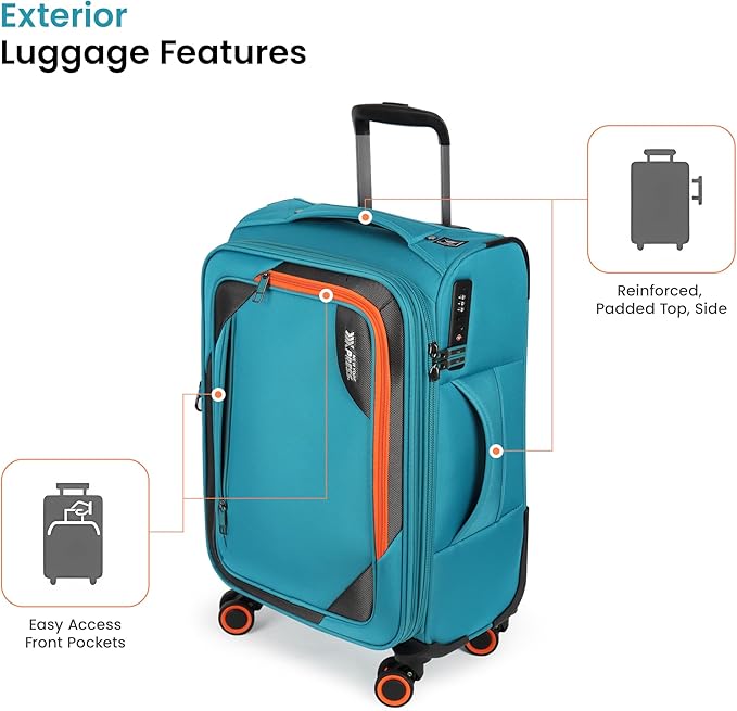 22 inch Carry on Luggage,Softside Suitcase w/TSA LOCK,Expandable 20% Luggage w/Spinner Wheels, Tear-Resistant,Lightweight Rolling Suitcases for Men/Women（SkyBlue,22in）