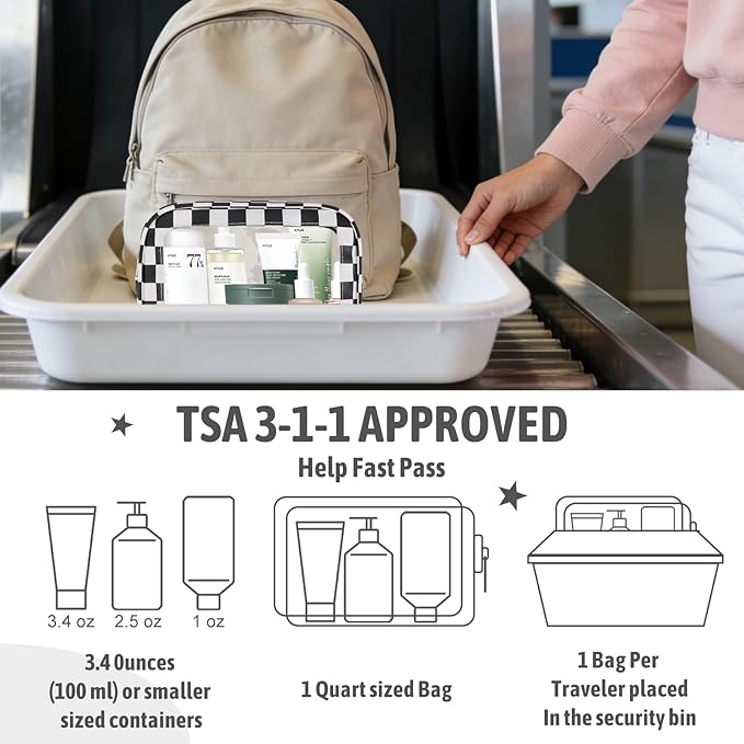 3PCS Clear Toiletry Bag,TSA Approved Travel Makeup Pouch with Zipper for Cosmetics and Toiletries，Diaper Bag Organizer Pouch Set,Women's Purse Organizer and Clear Car Bag
