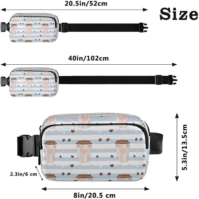 Kawaii Coffee Beans Fanny Pack for Women Men Water Resistant Fashion Waist Packs with Adjustable Strap Belt Bag for Travel Workout Jogging Hiking 21219214