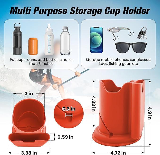 Kayak Cup Holder, Cup Paddle Board, Paddle Board Accessories Surfboards, Canoes and Kayak Accessories for Types of Cup Bottle Drink