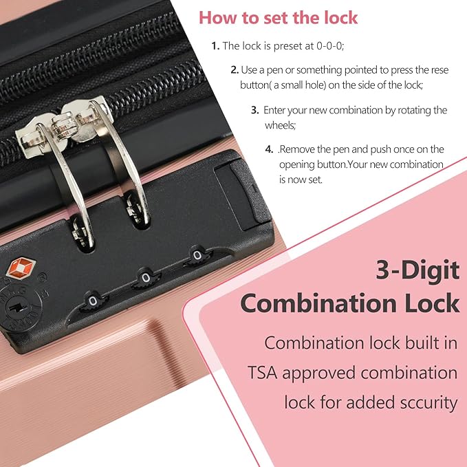 28 Inch Large Checked Luggage Hardside Suitcase with Spinner Wheels, Lightweight Expandable Hard Shell ABS Suitcases with TSA Lock, Large Travel Luggage for Women, Men, Rose Pink