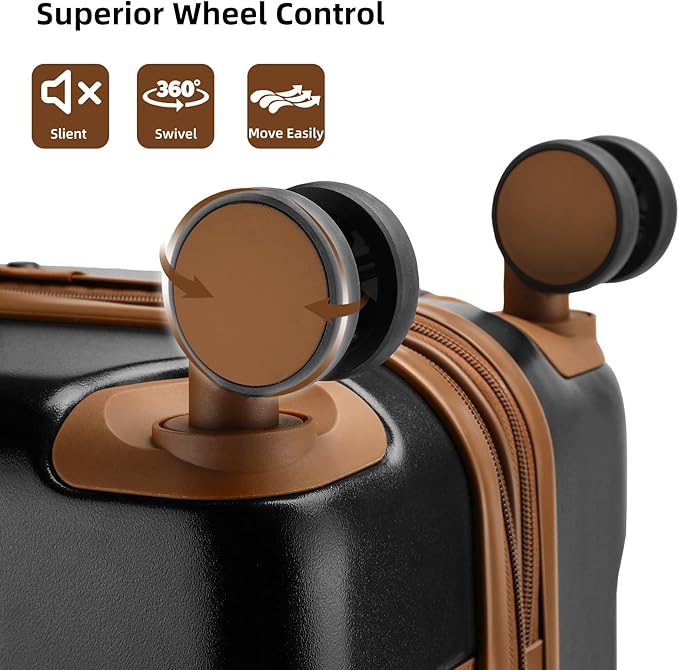 LARVENDER Luggage Sets 3 Piece Expandable Carry on Luggage 22x14x9 Airline Approved Hardshell Suitcase with Wheels TSA Lock, Lightweight Suitcase Set for Women with Travel Backpack, Black