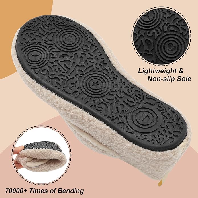 BARERUN Slippers for Women Men Wide House Diabetic Shoes for Women Men Warm Arthritis Edema Swollen Neuropathy Socks Slip on Adjustable Fuzzy Comfy Soft Womens Mens Bedroom Sliipers