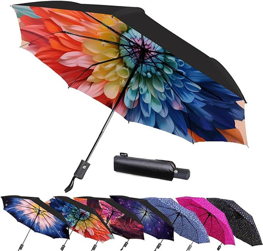 MRTLLOA 42/49 Inch Compact Travel Essentials Umbrella for Rain, Lightweight, Portable, Automatic, Strong, Waterproof Folding Umbrellas for Women, Men and Teenagers