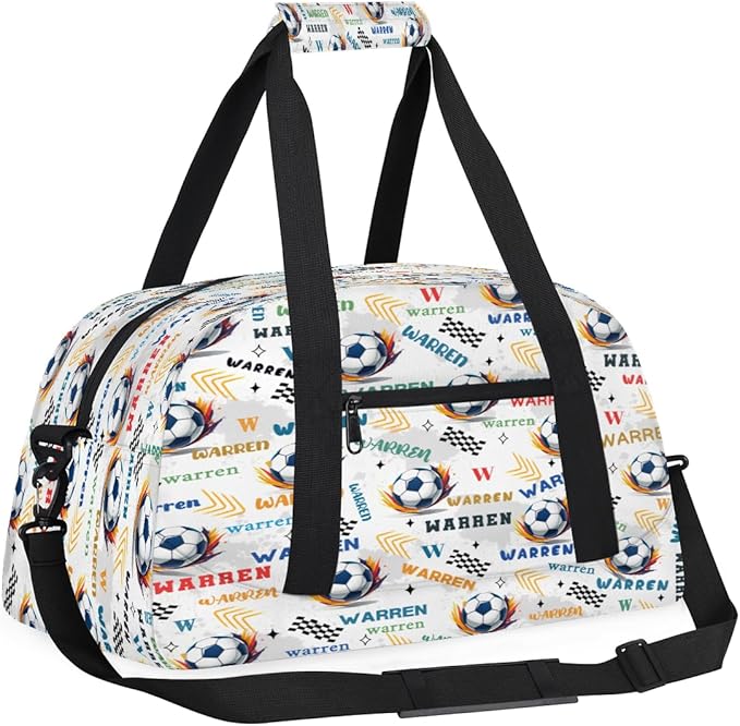Custom Name Duffel Bag for Boys, Personalized Sports Gym Bag Overnight Travel Weekender Bag Lightweight Carry On Sleepovers Bag for School Practice Gymnastics Sports Theme