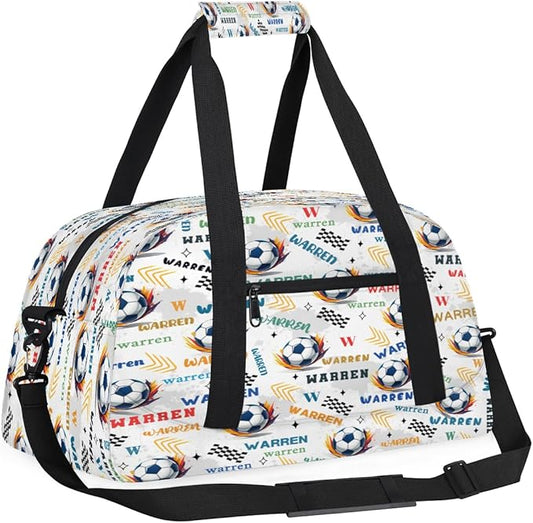 Custom Name Duffel Bag for Boys, Personalized Sports Gym Bag Overnight Travel Weekender Bag Lightweight Carry On Sleepovers Bag for School Practice Gymnastics Sports Theme