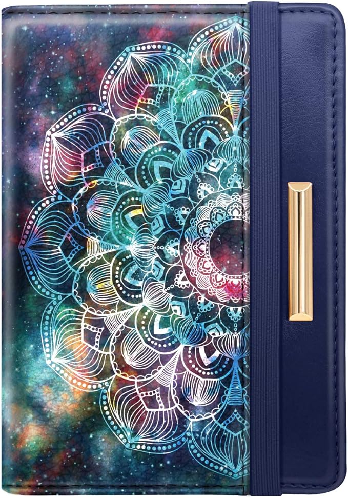 Passport Holder Cover,Traveling Passport Case Cute Navy Blue Passport Wallet for Women,Nebula