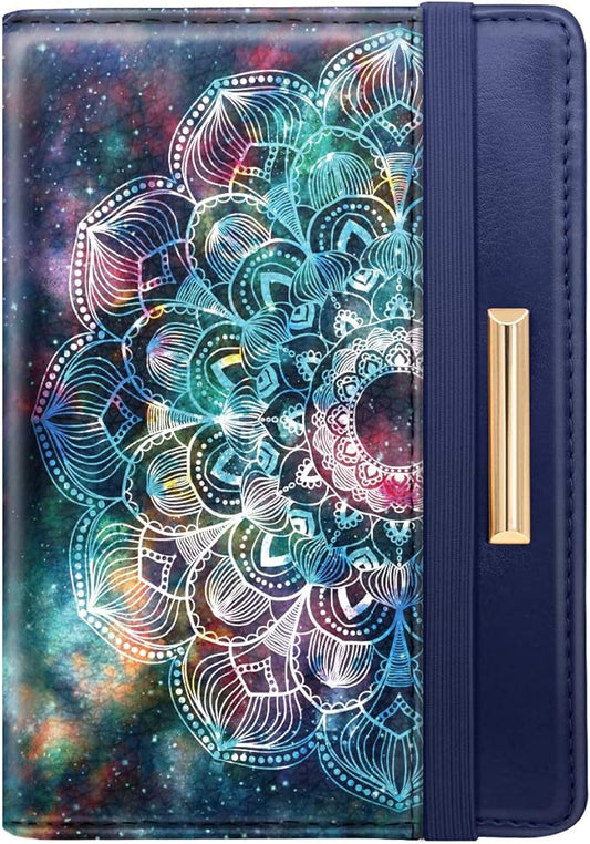 Passport Holder Cover,Traveling Passport Case Cute Navy Blue Passport Wallet for Women,Nebula