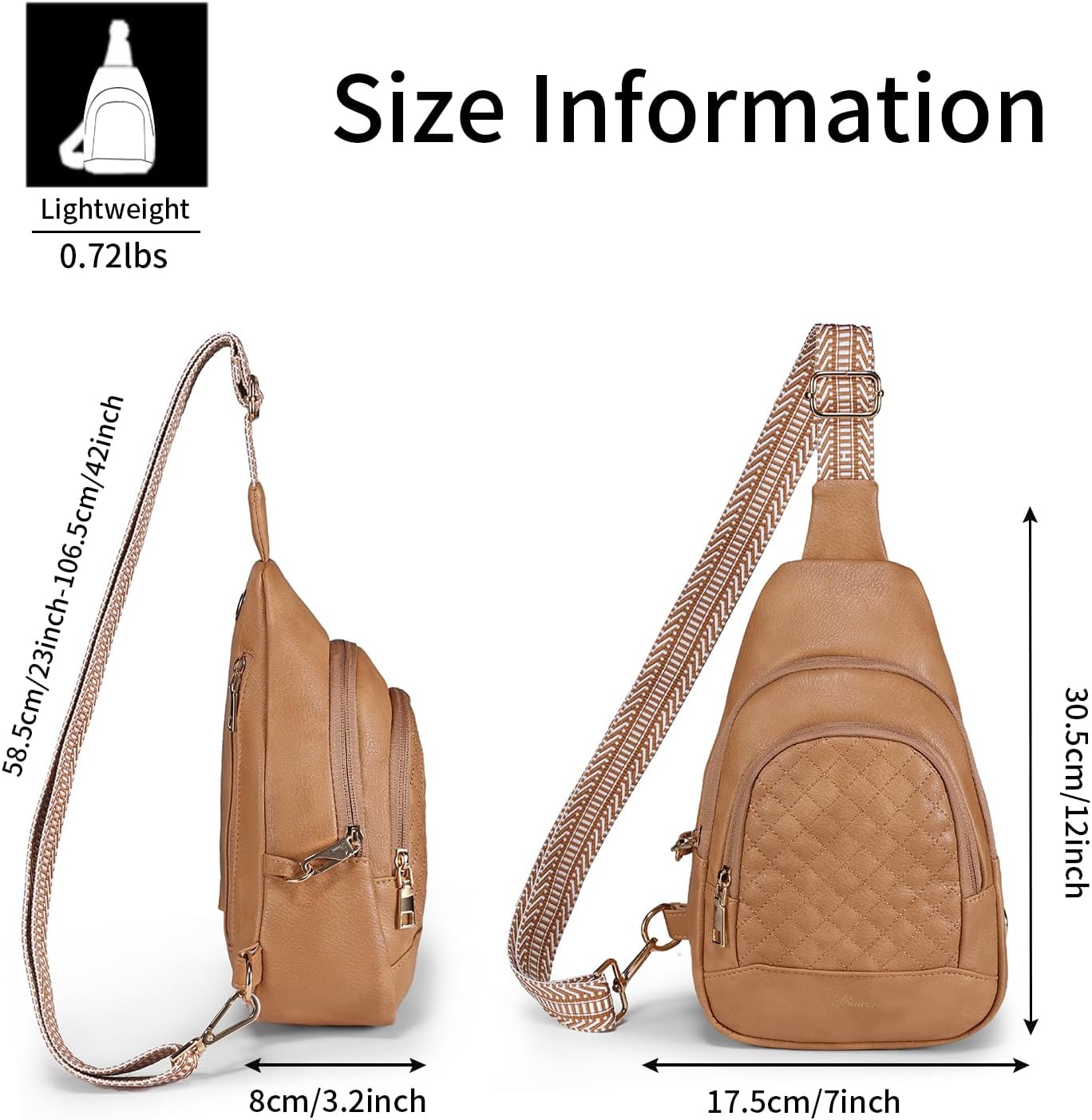 Crossbody Bags for Women Anti Theft Small Sling Handbag with Zipper Lock Vegan Leather RFID Blocking Chest Pure