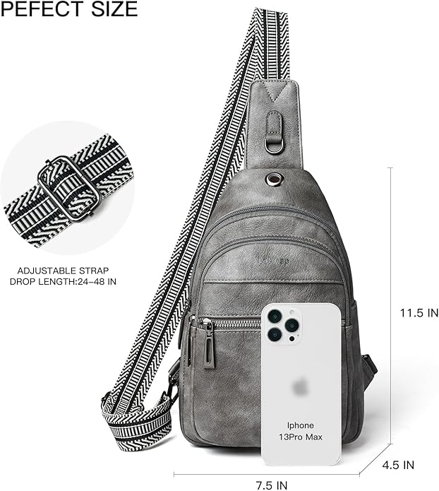 Sling Bag For Women Faux Leather Small Casual Daypack Backpack Fanny Pack Crossbody Chest Bags Purse