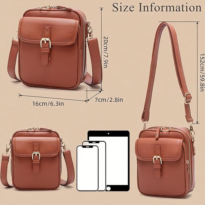 Vintage Messenger Bag Leather Crossbody Bags for Women Men Small Anti Theft Cross Body Shoulder Purse with Card Slots