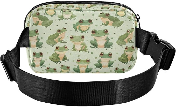 Cute Frogs Fanny Pack for Women Men Water Resistant Fashion Waist Packs with Adjustable Strap Belt Bag for Travel Workout Jogging Hiking 21220158