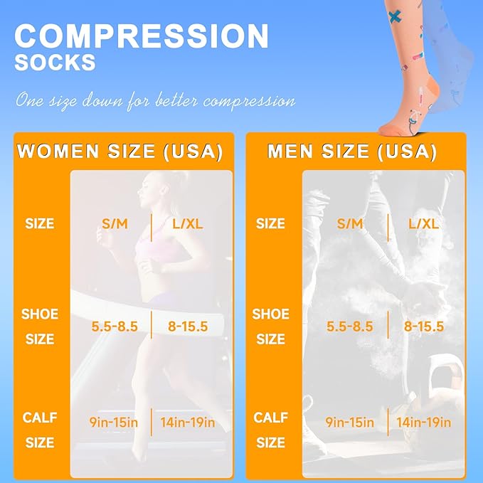 bropite Flora Compression Socks for Women & Men-Knee high 6 Pairs 20-30mmhg Support Running Nurse Travel