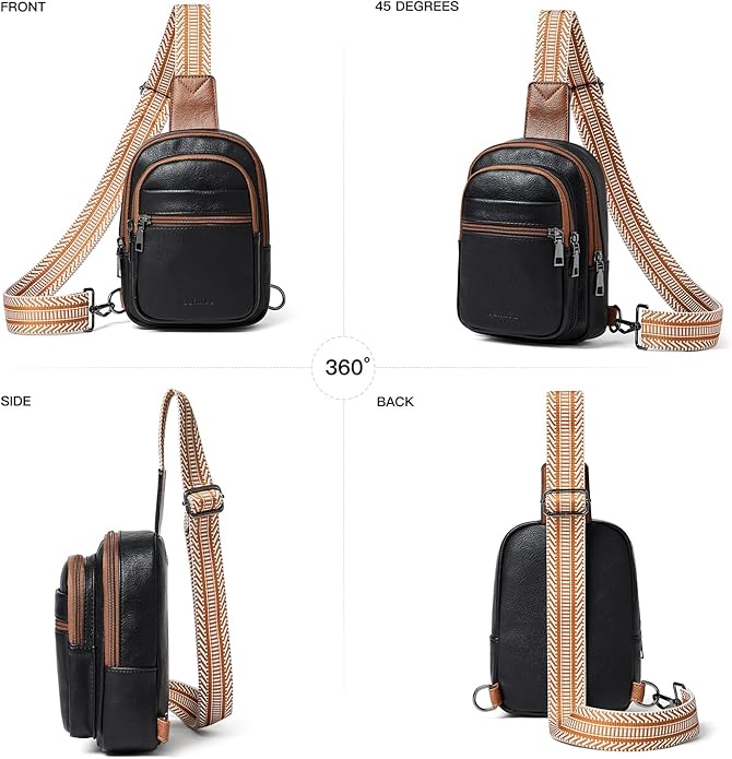 Sling Bag For Women Faux Leather Small Casual Daypack Backpack Fanny Pack Crossbody Chest Bags Purse