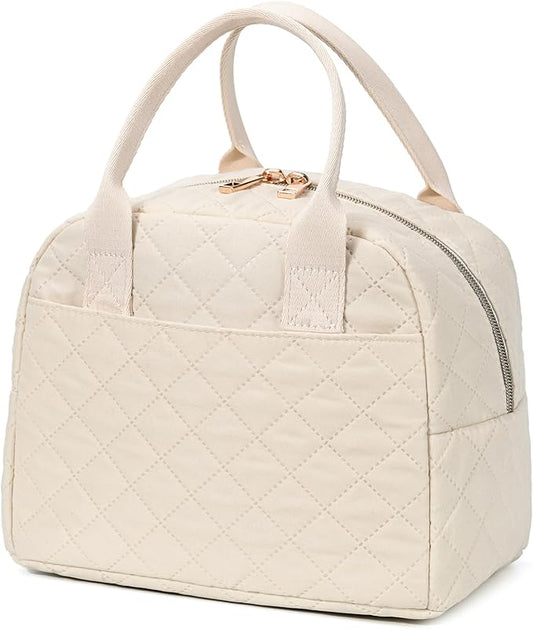 Lunch Bag for Women, Insulated Lunch Box, Reusable Water-Resistant Lunchbox Cooler with Front Pocket, Large Capacity Lunch Tote Bag for Work, Travel, Picnic
